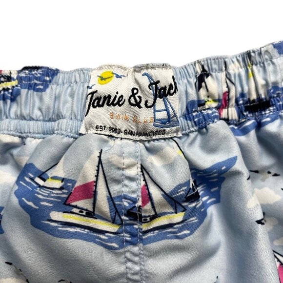 Janie and Jack Baby Boy Blue Sailboat Swim Trunks Size 3-6 Months - Picture 6 of 6